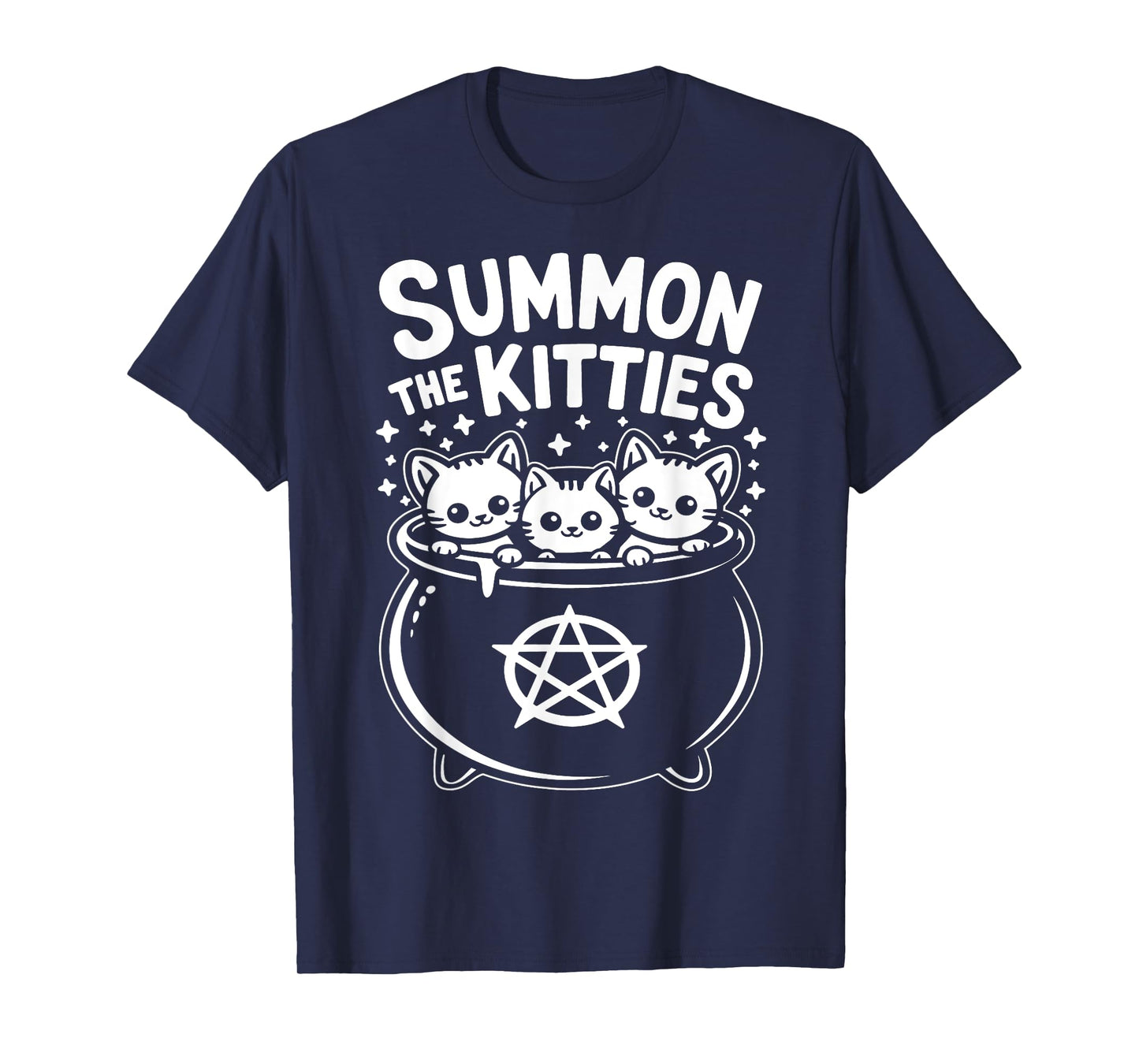 Summon The Kitties Cute Witches Cauldron Halloween T-Shirt