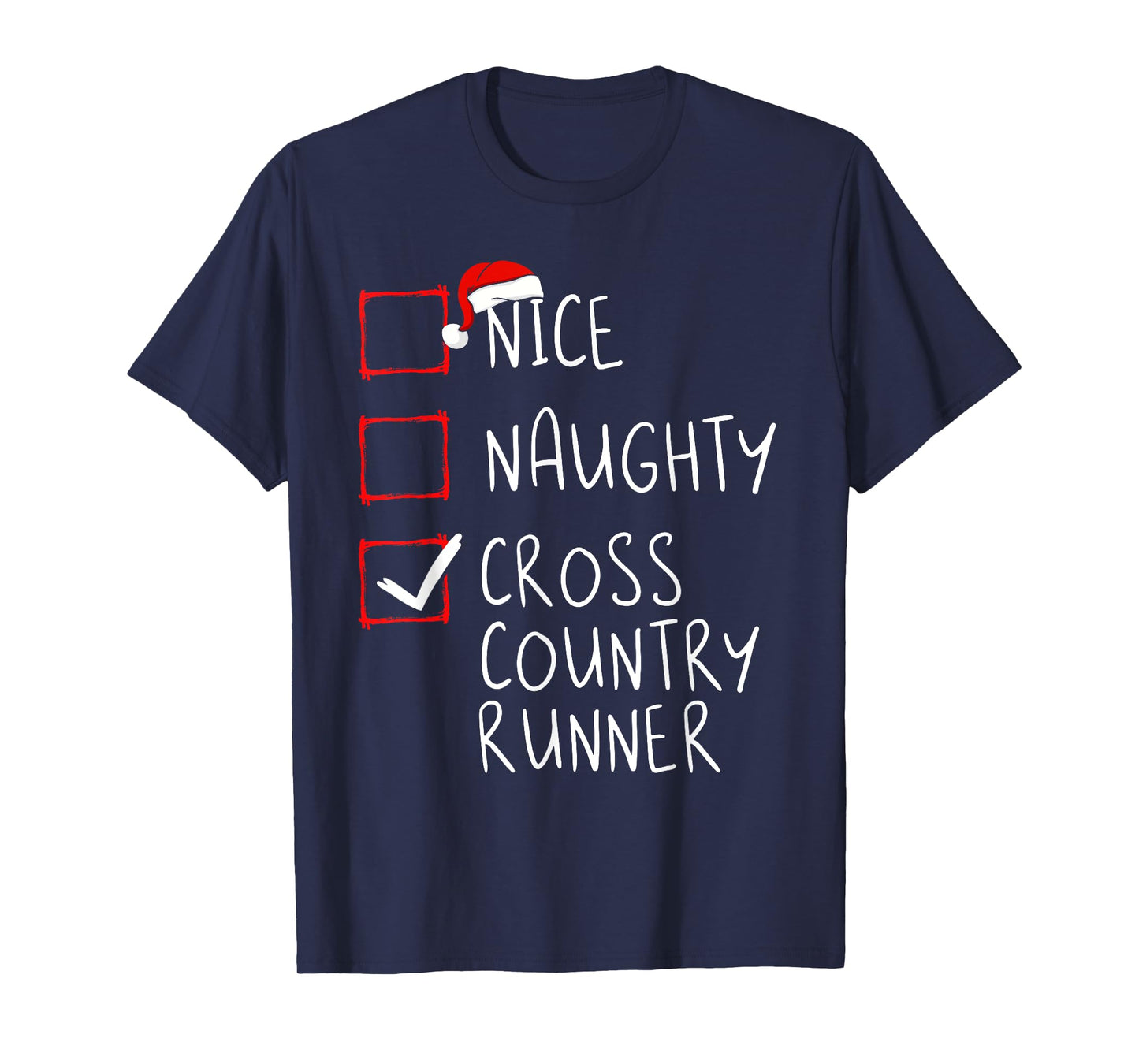 Nice Naughty Cross Country Runner List Christmas Santa Claus T-Shirt