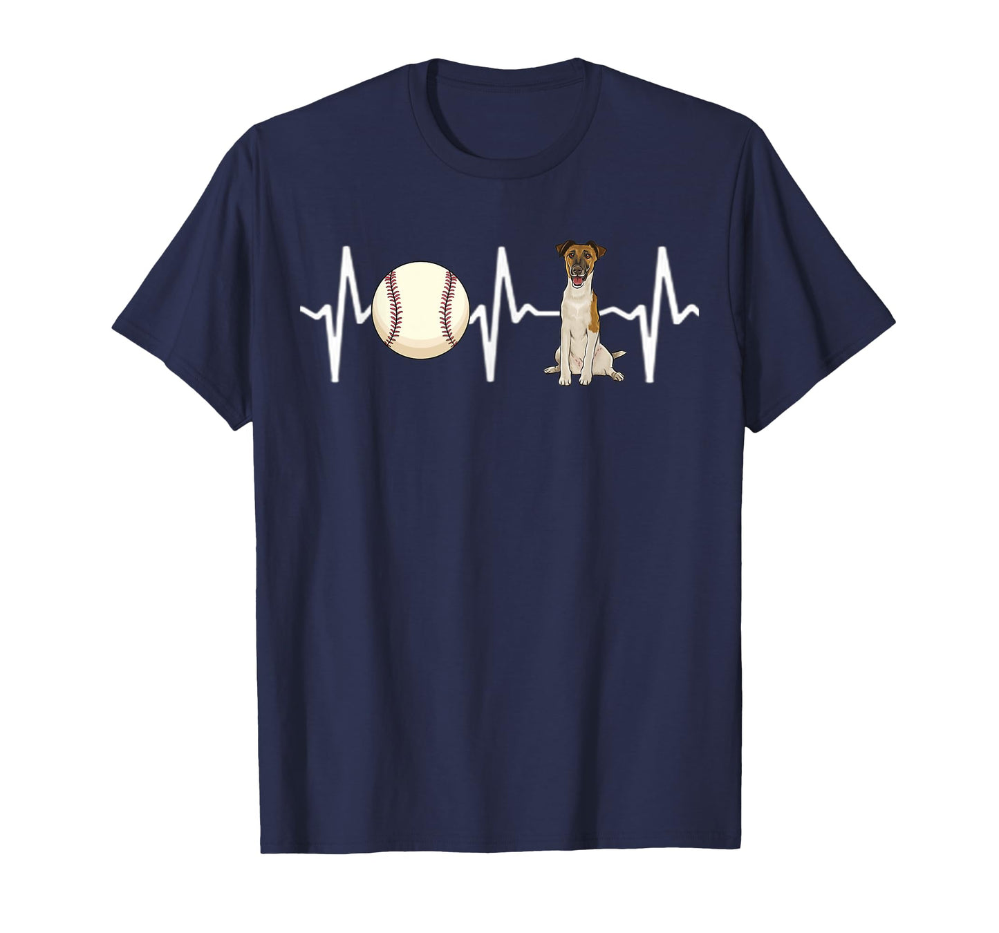 Baseball Smooth Fox Terrier Heartbeat Dog Lover T-Shirt