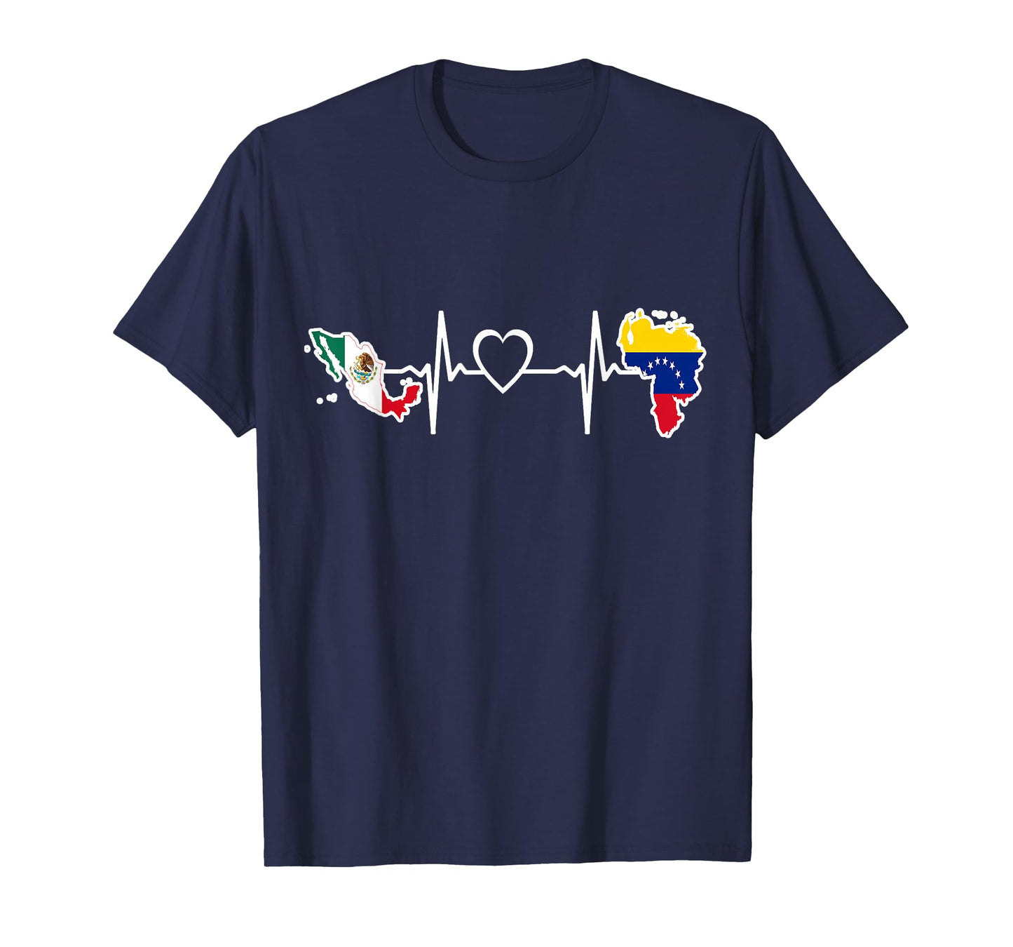 Mexico Venezuela Flag - Mexican Venezuelan HeartBeat T-Shirt