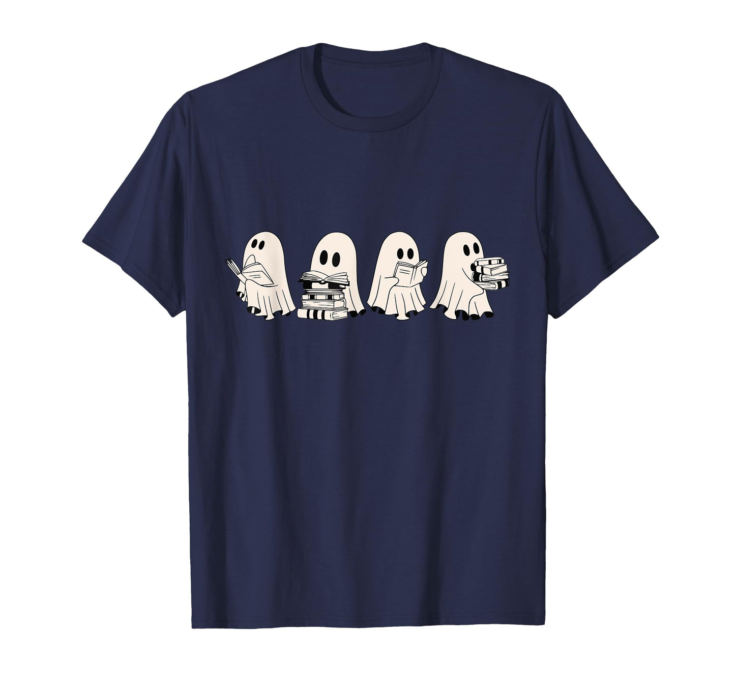 Funny Ghost Book Reading Halloween Books Lover Teacher Kids T-Shirt