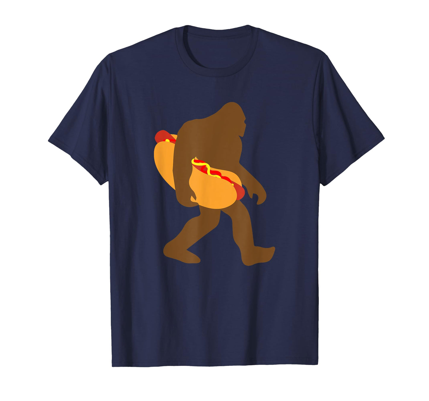 Funny Sasquatch Bigfoot Carrying Hotdog T-Shirt for Men Women