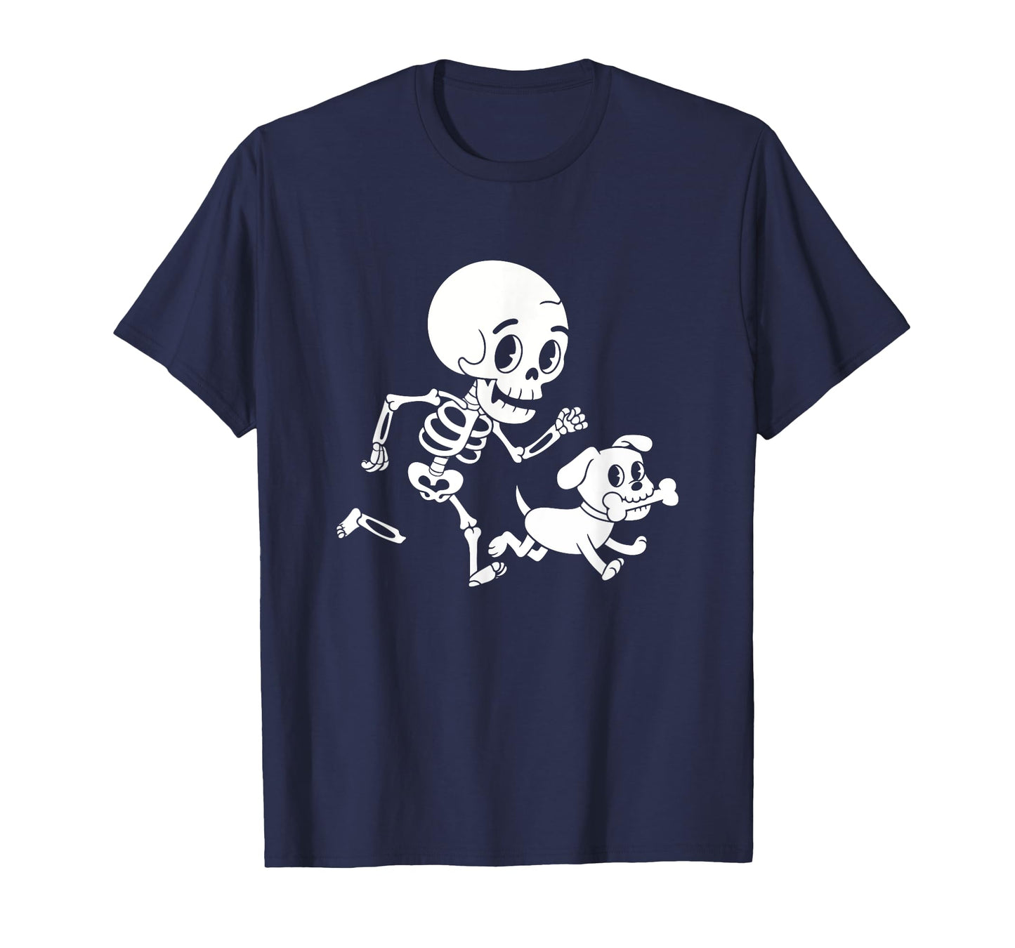 Skeleton With Dog Halloween Funny Humor Joke Men Women Kids T-Shirt