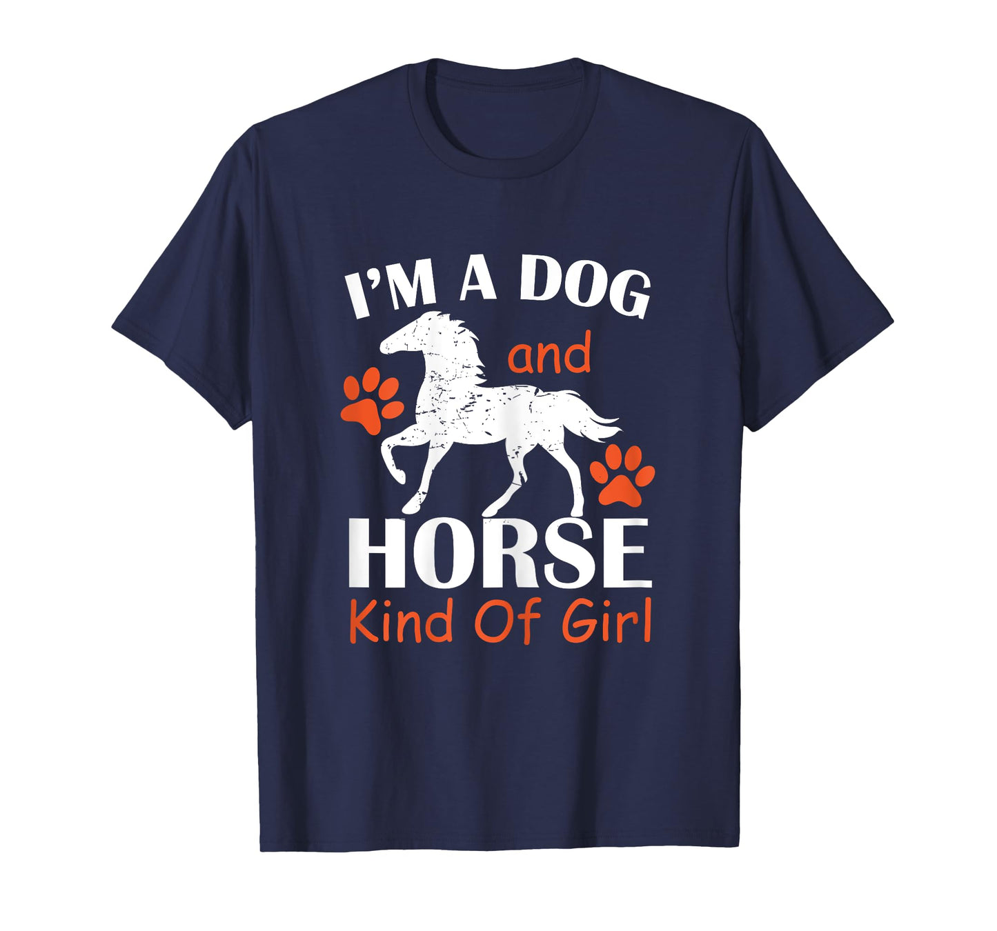 I'm A Dog And Horse Kind Of Girl Paw Print Horseshoe Gift T-Shirt