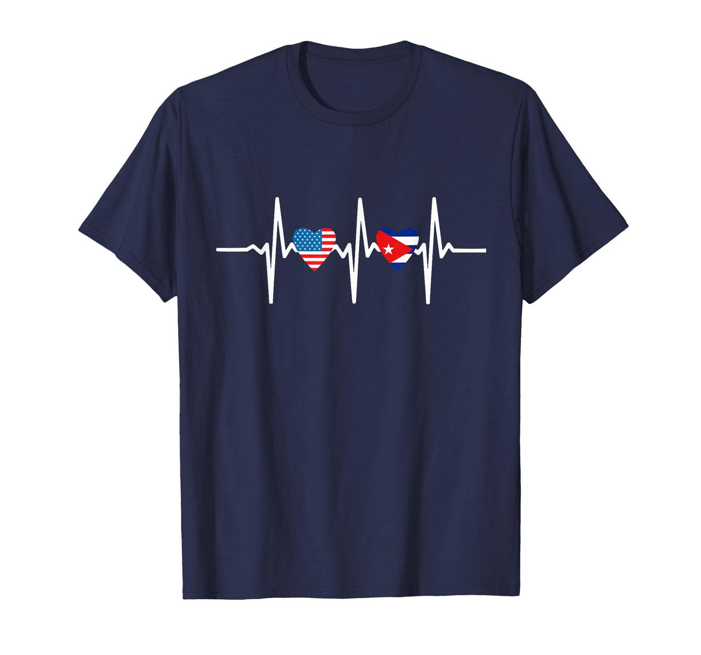 Half Cuban And American America Cuba Usa Flag Heart Love T-Shirt
