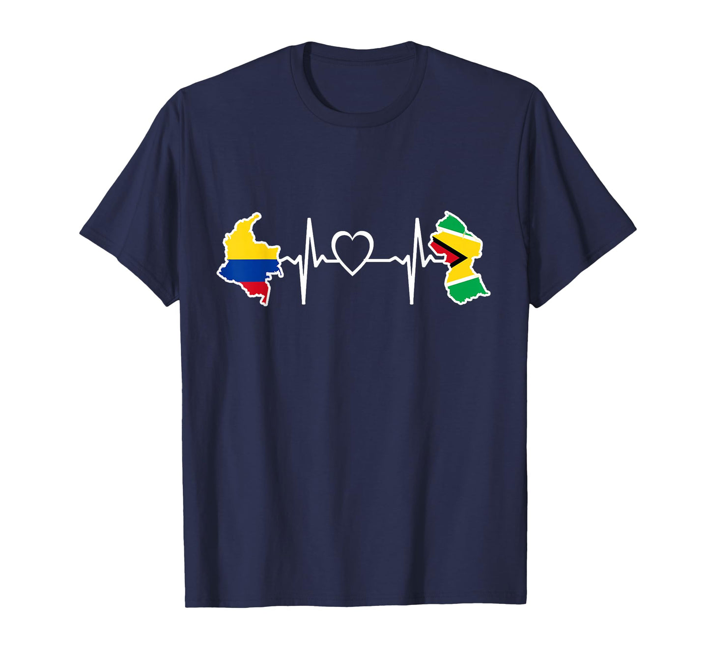 Guyana Colombia Flag Guyanese Colombian Heartbeat T-Shirt