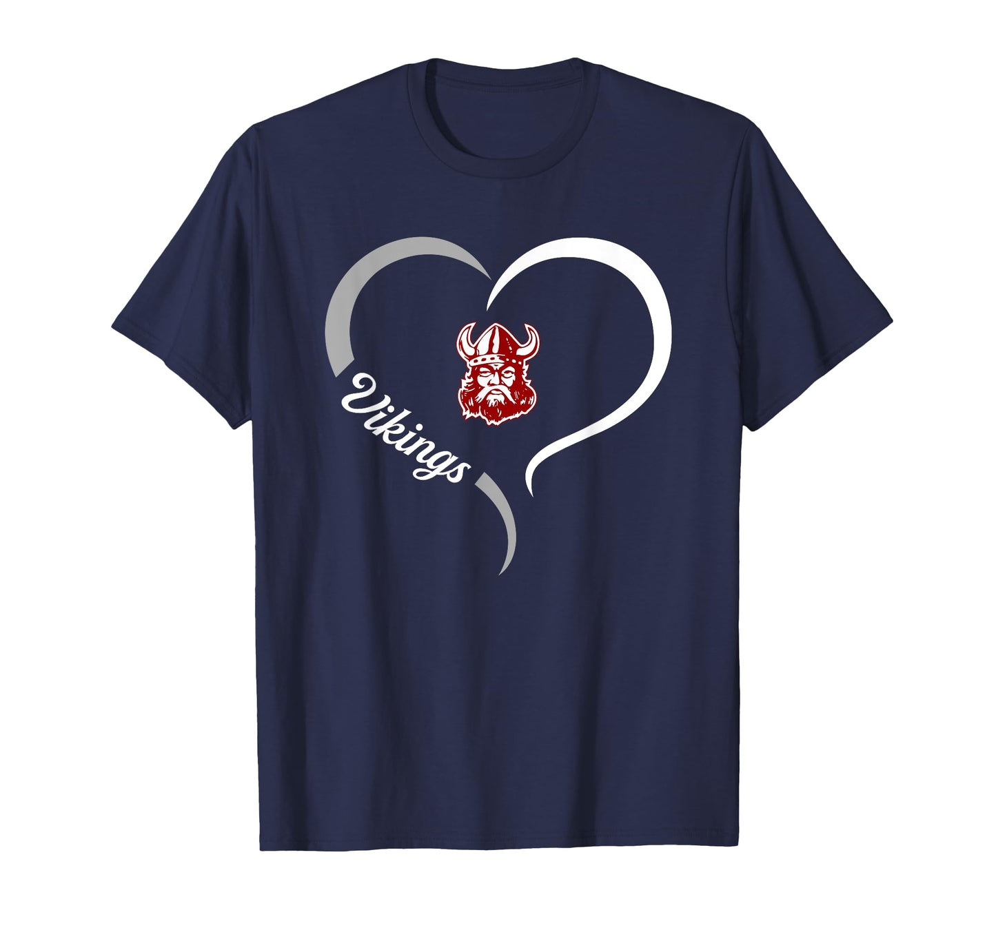 Lowndes Vikings Logo Half Heart Slogan HS T-Shirt