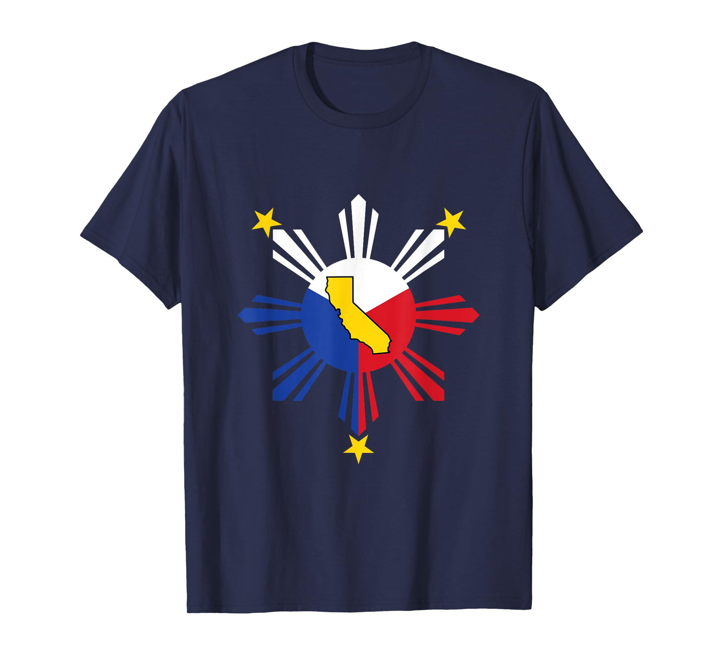 California Map in Philippines Sun Filipino Roots Californian T-Shirt