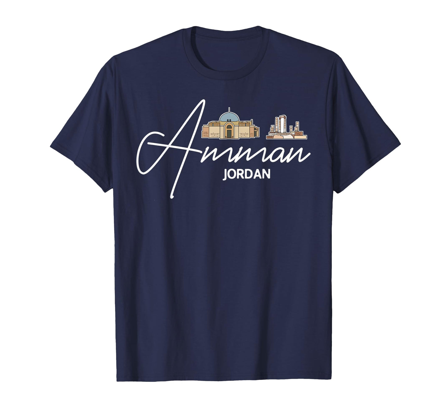 Amman Jordan City Skyline Map Travel T-Shirt