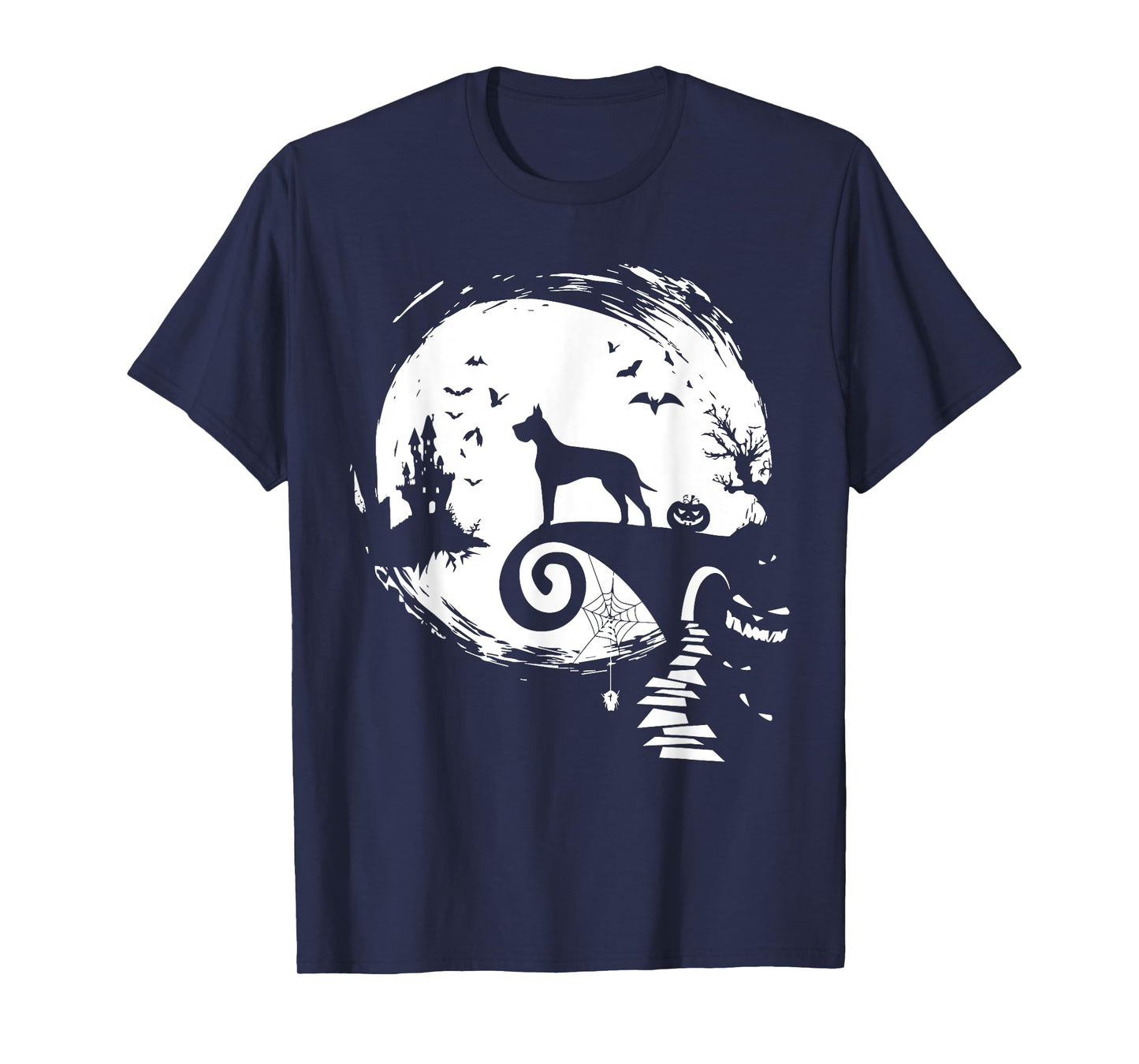 Great Dane Dog and Moon Halloween Costume Dog Lover Funny T-Shirt for Men Women Kids