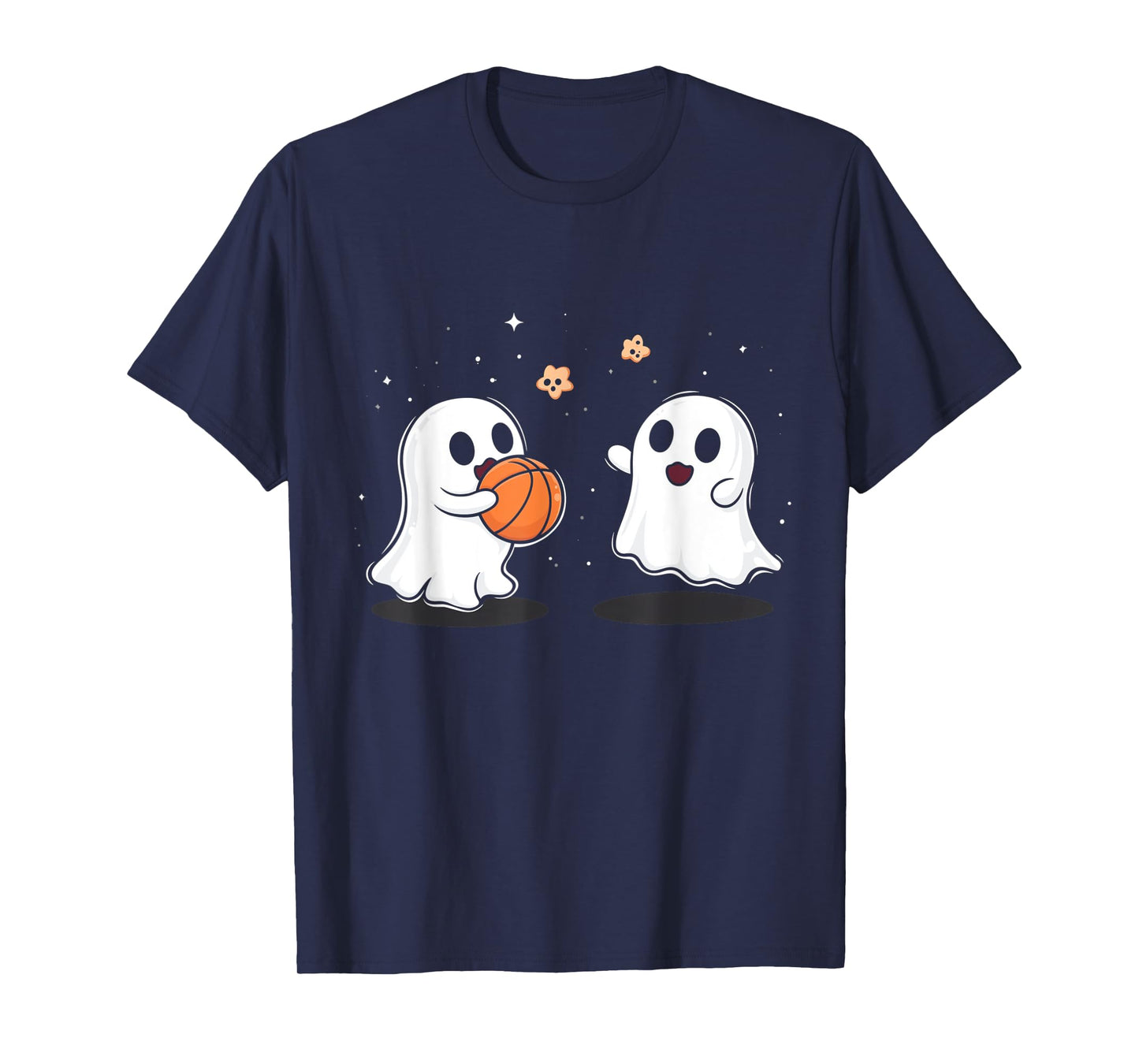 Cute Ghost Playing Basketball Funny Halloween T-Shirt