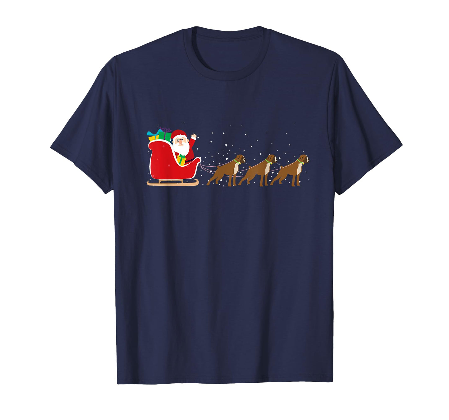 Boxer Santa Christmas Sleigh - Funny Boxer Dog Xmas T-Shirt