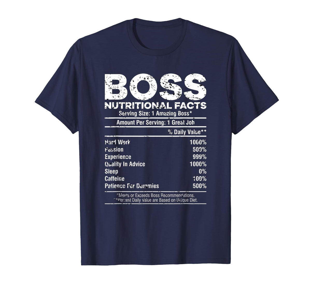 Funny Manager Boss Appreciation Nutritional Facts Distressed T-Shirt