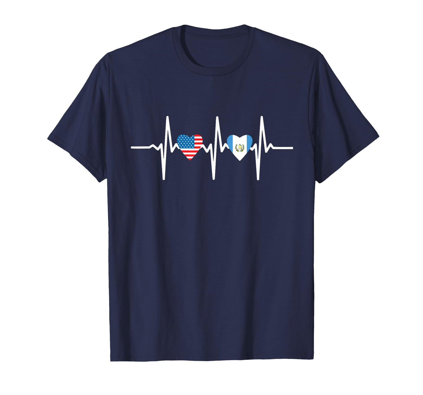 Half Guatemalan And American Guatemala Usa Flag Heartbeat T-Shirt