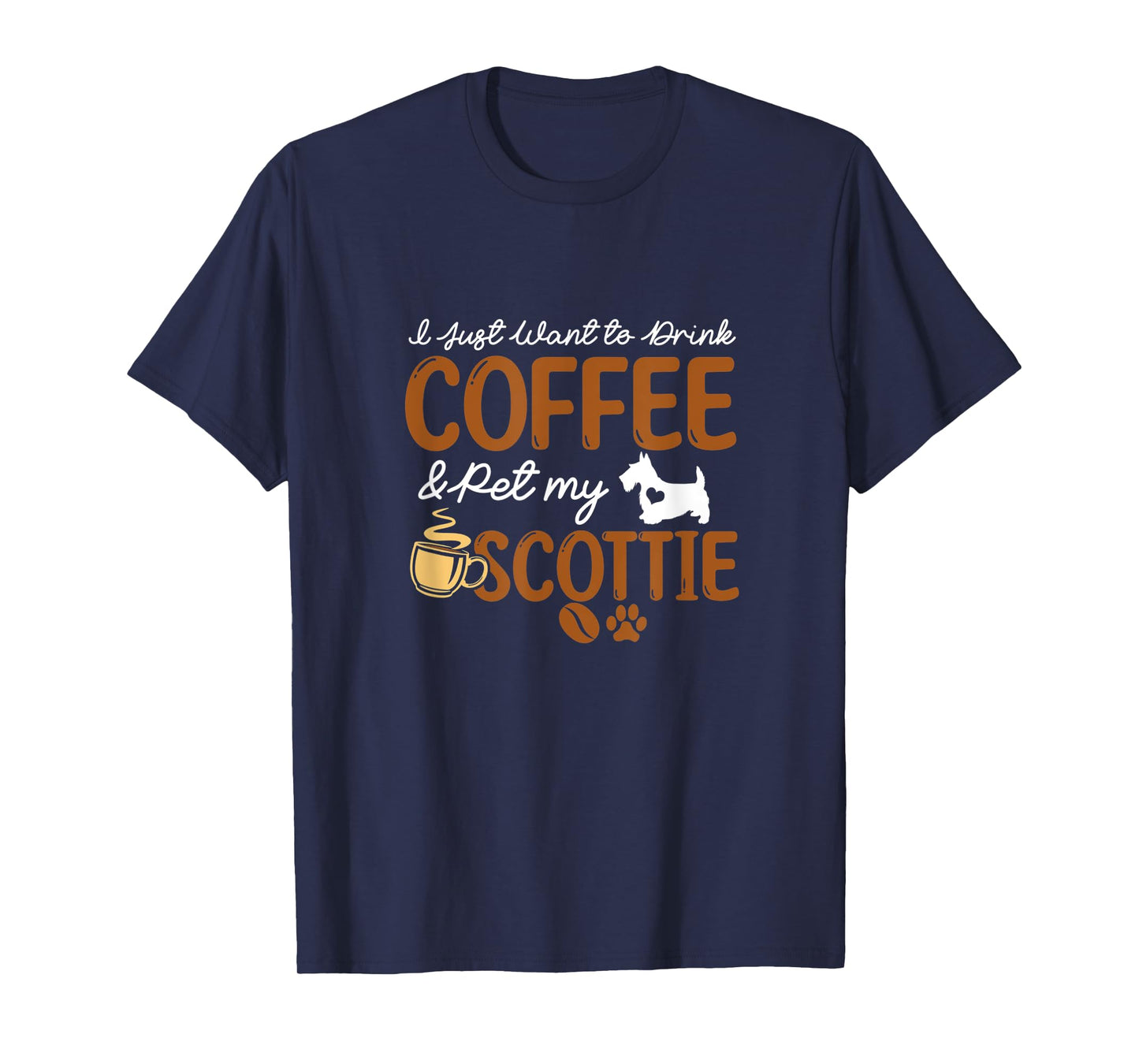 Funny Coffee Lover Cute Scottie Dog Owner Gifts Dog Mom Dad T-Shirt