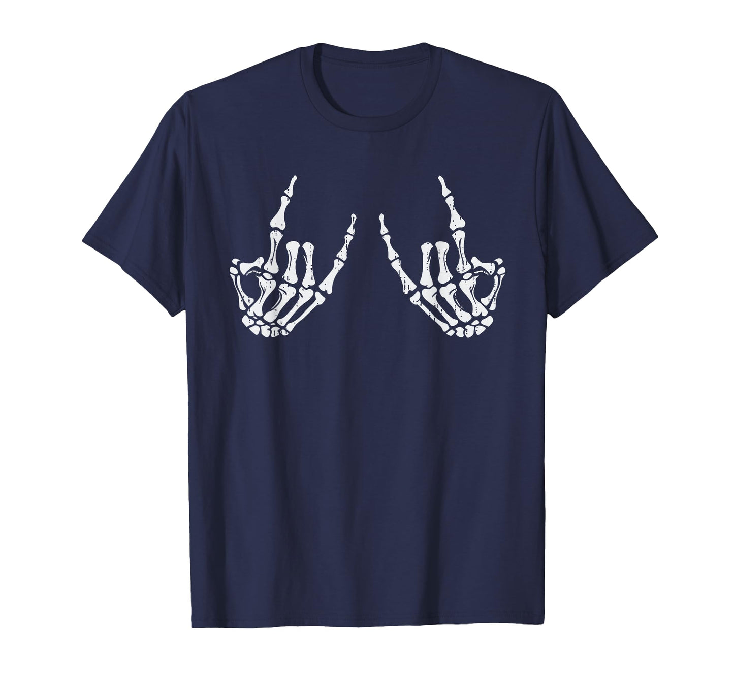 Retro Rocker Hand Sign Rock Skeleton Halloween Mens Womens T-Shirt