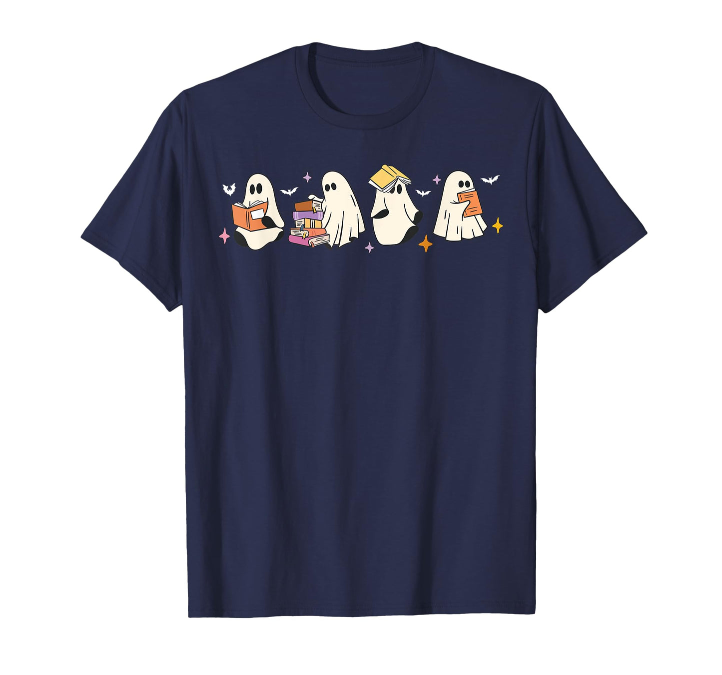 Funny Ghost Book Reading Halloween Books Lover Kids T-Shirt