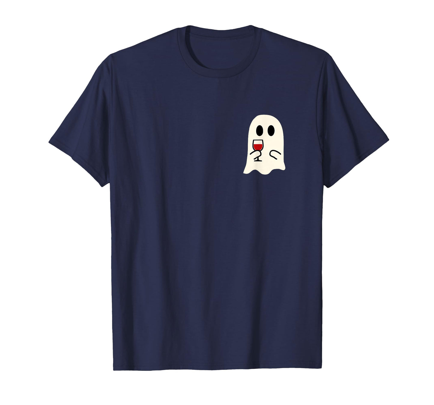 Cute Little Ghost Red Wine Glass Halloween T-Shirt