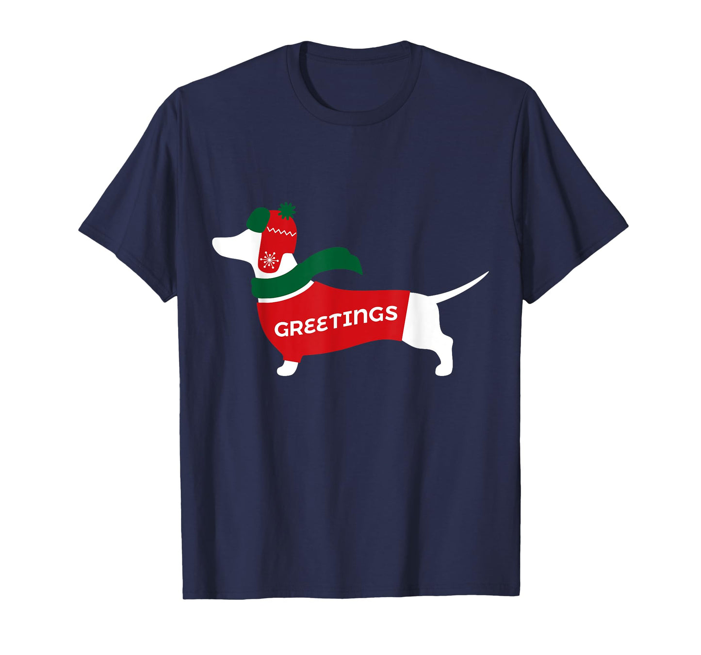 Cute Dachshund Christmas Wearing Sweater, Scarf, Hat T-Shirt