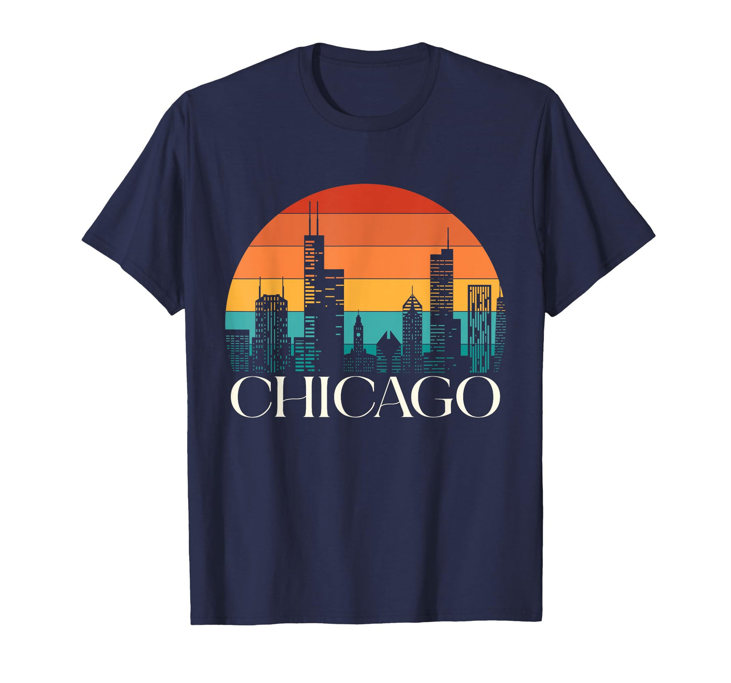 Chicago City Illinois Gift Skyline Vintage Jersey Flag Gift T-Shirt