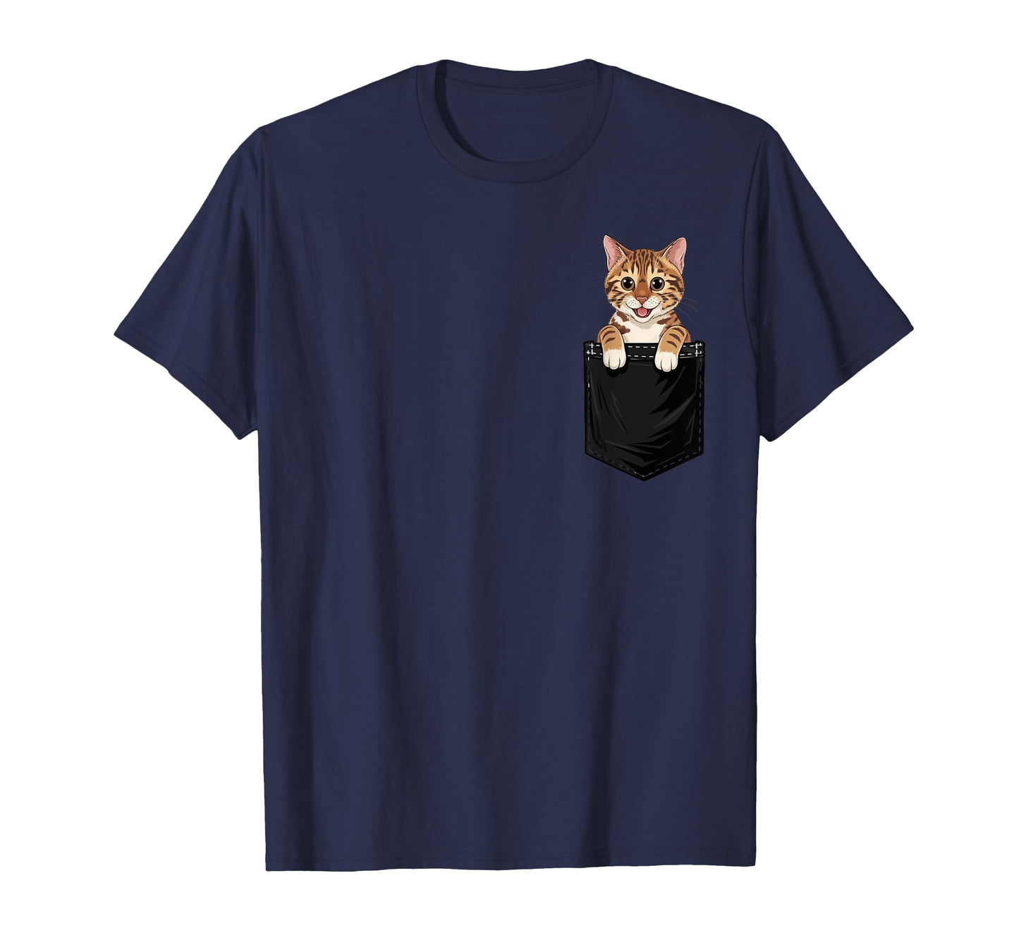 Funny Bengal Cat In Pocket Animal Cute Women Men T-Shirt