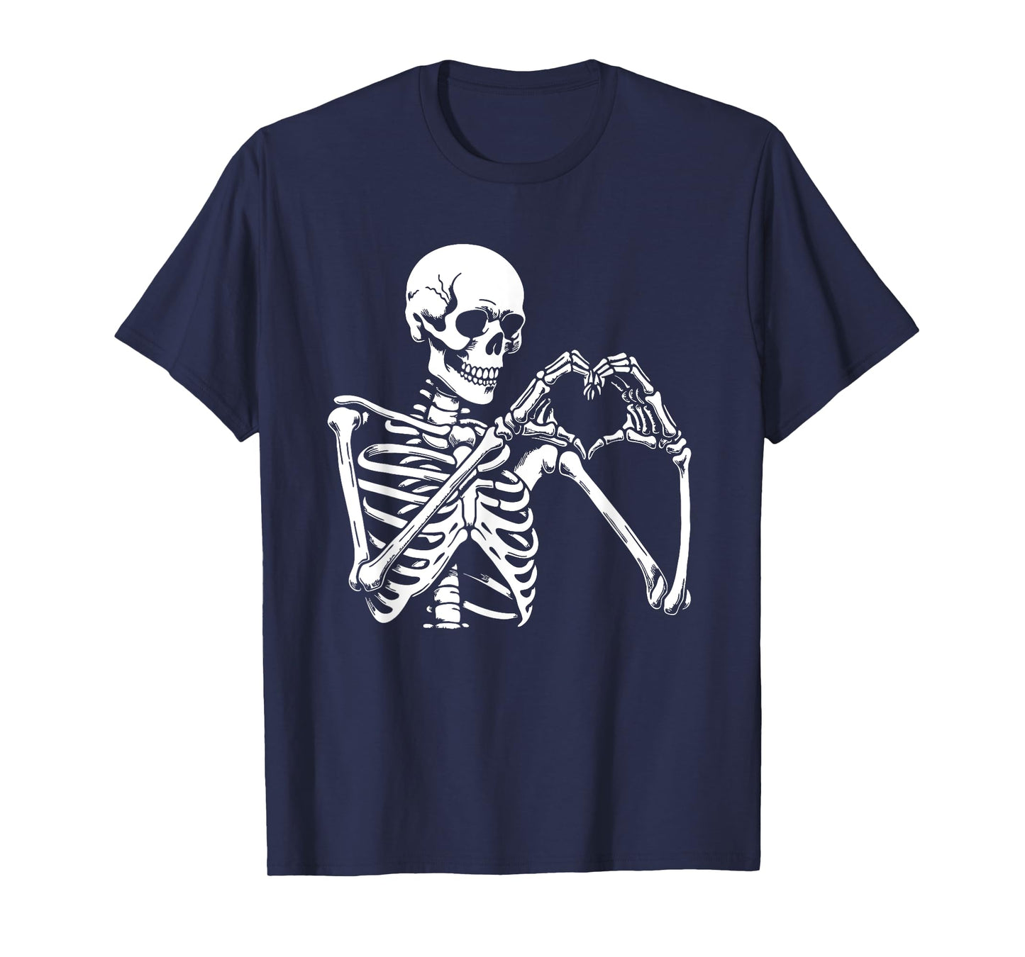 Skeleton Heart Hands Sign Halloween Costume Retro Halloween T-Shirt