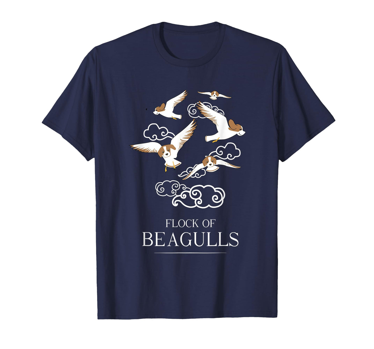 Flock Of Beagulls | Funny Cute Dog/Puppy Beagle Pet Pun T-Shirt
