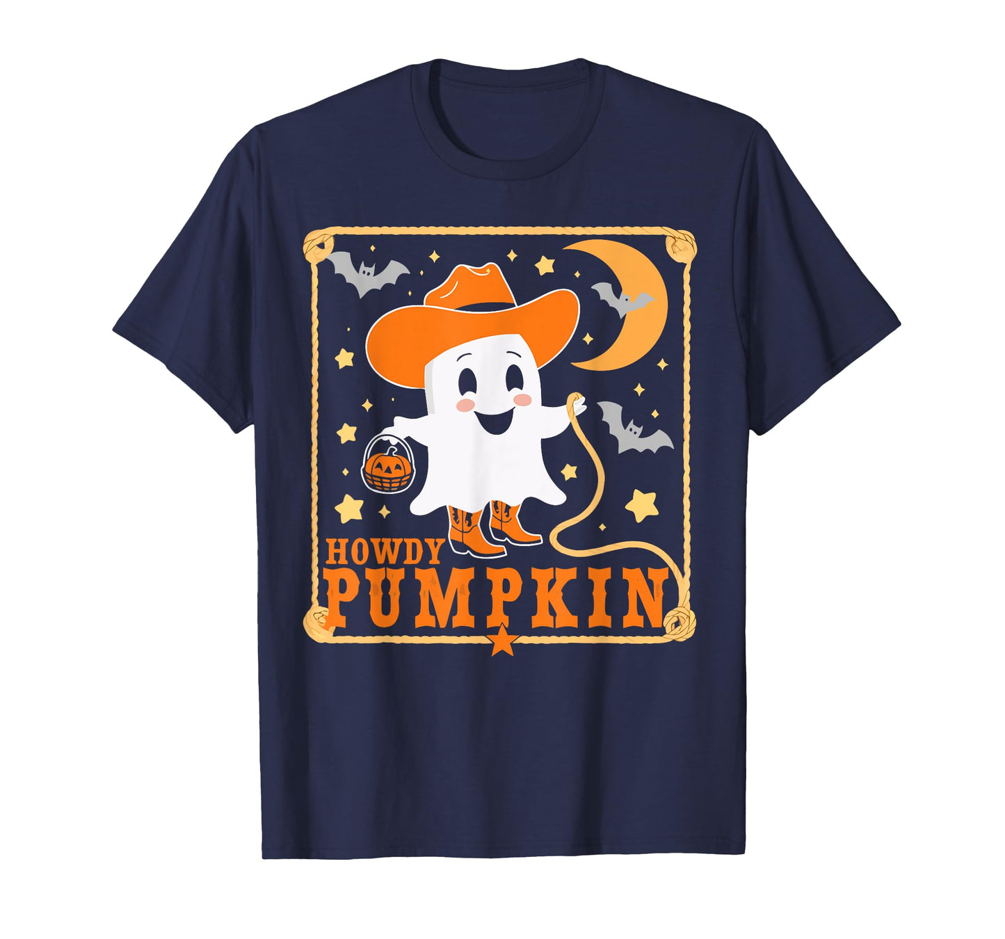 Retro Howdy Pumpkin Western Halloween Cowboy Costume T-Shirt