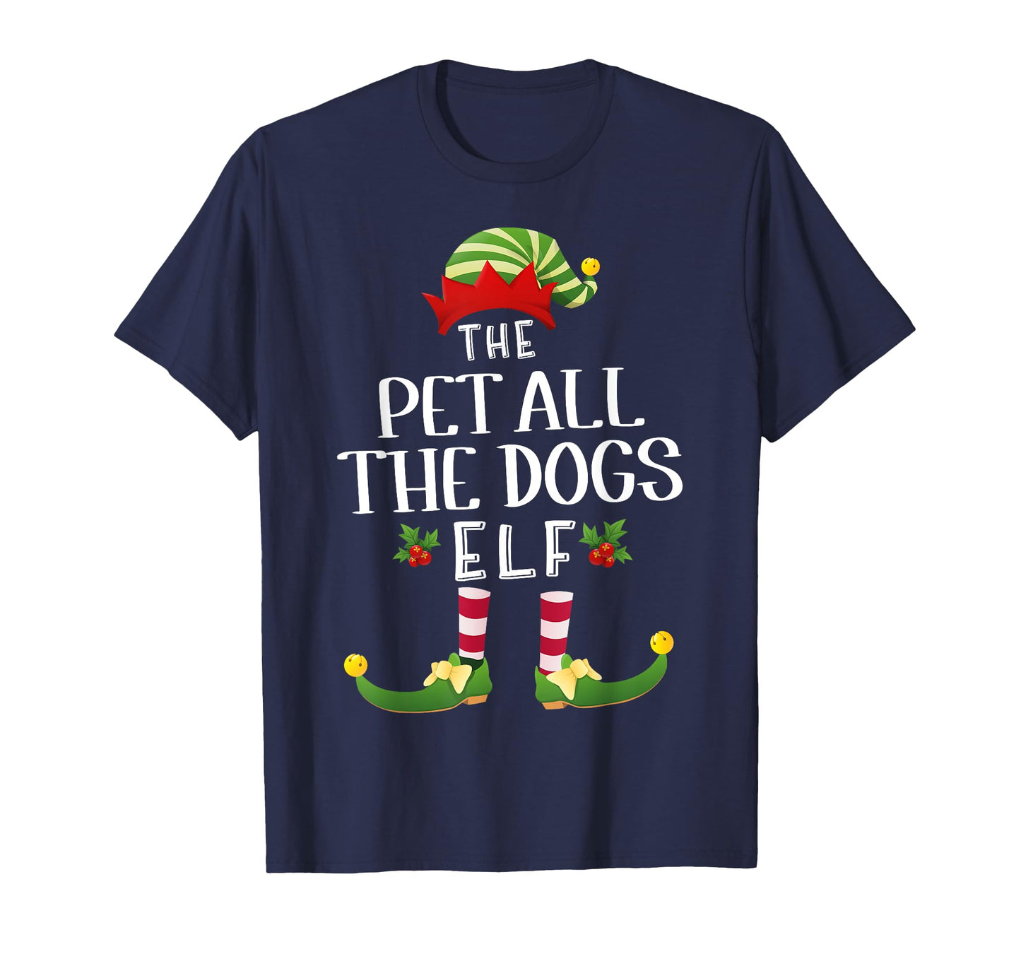 Pet All The Dogs Christmas Elf Matching Pajama X-Mas Party T-Shirt