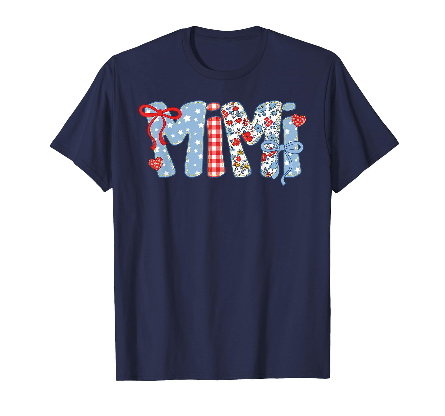 Cute American Mimi 4th of July Coquette Bow Red White & Blue T-Shirt