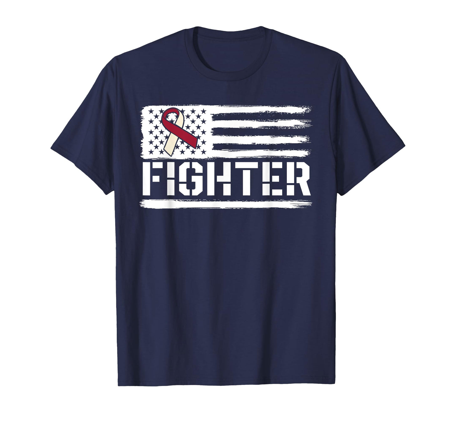 Oral Cancer Awareness Throat Head Neck Fighter American Flag T-Shirt