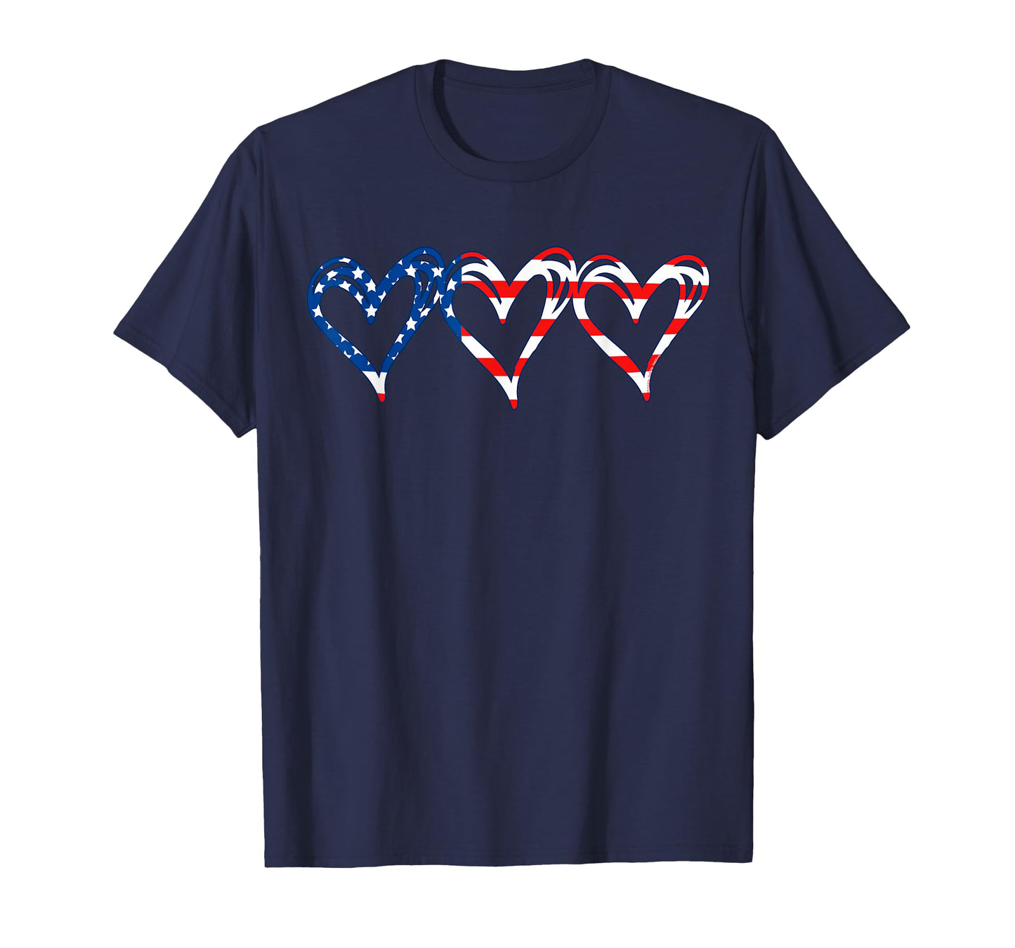 USA Flag Patriotic American Hearts Armed Forces 4th of July T-Shirt