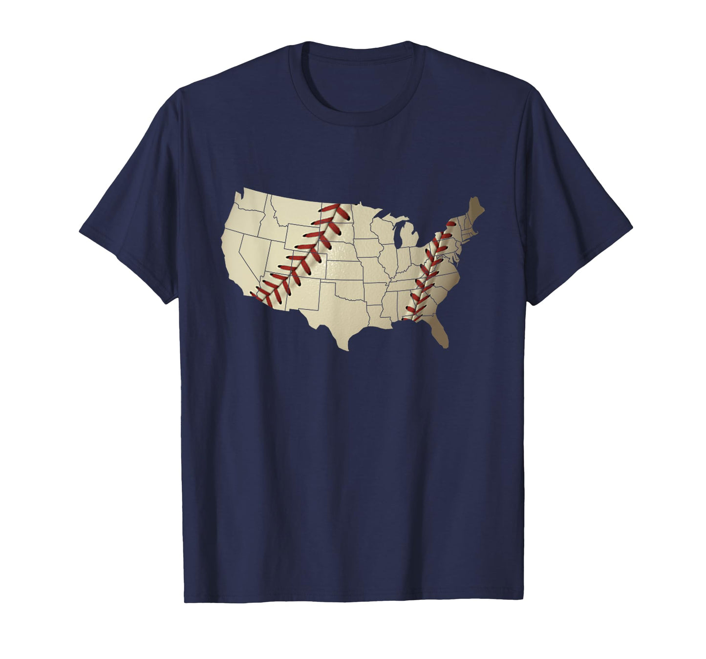 Vintage America BASEBALL Team US Country Ball Map Merica Fan T-Shirt