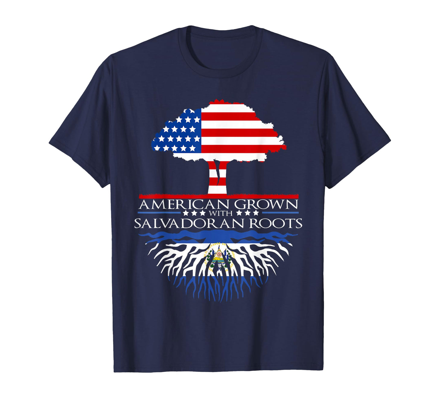 Salvadoran Roots American Grown Tree Flag USA El Salvador T-Shirt