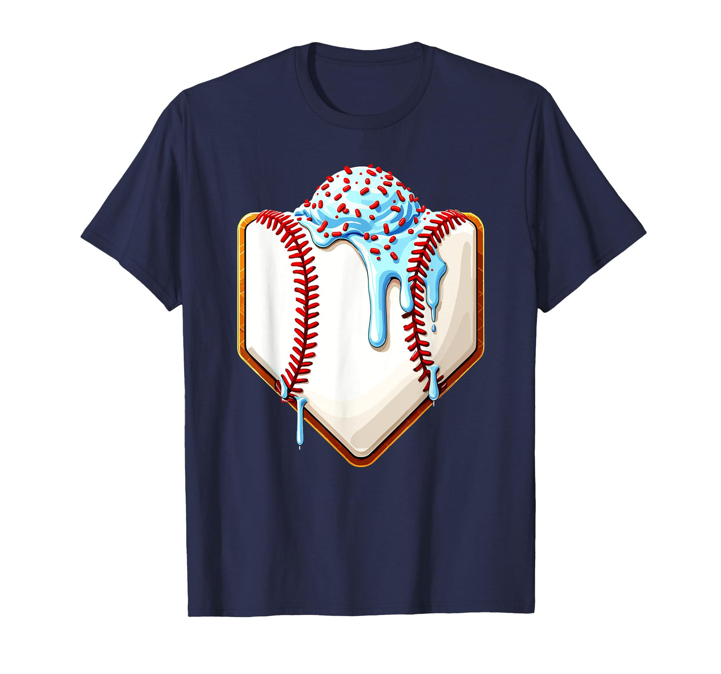 Ice Cream Baseball Drip Home Plate Dripping T-Shirt
