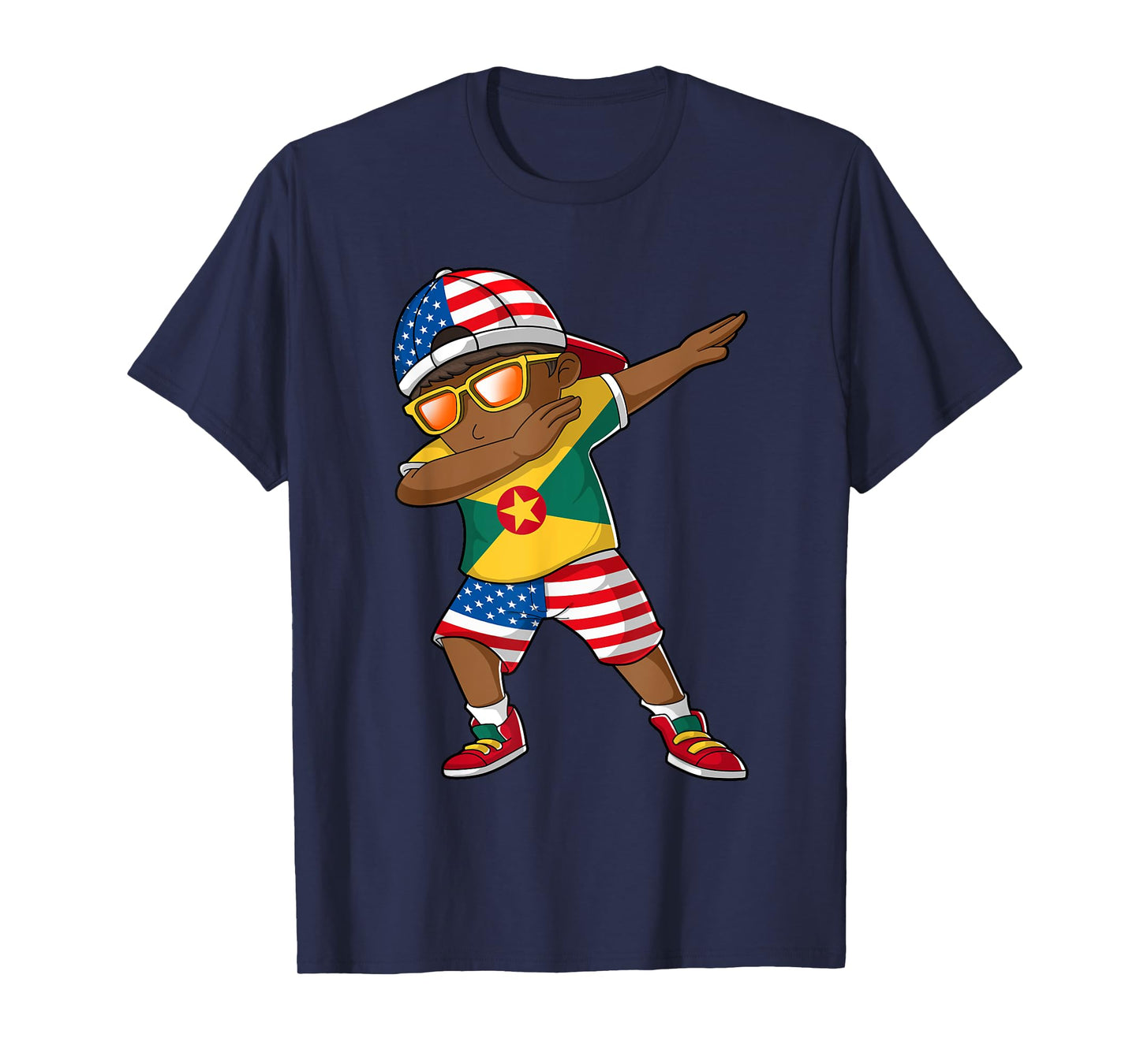 Half American Half Grenadian Boy Kid Grenada Flag Patriotic T-Shirt