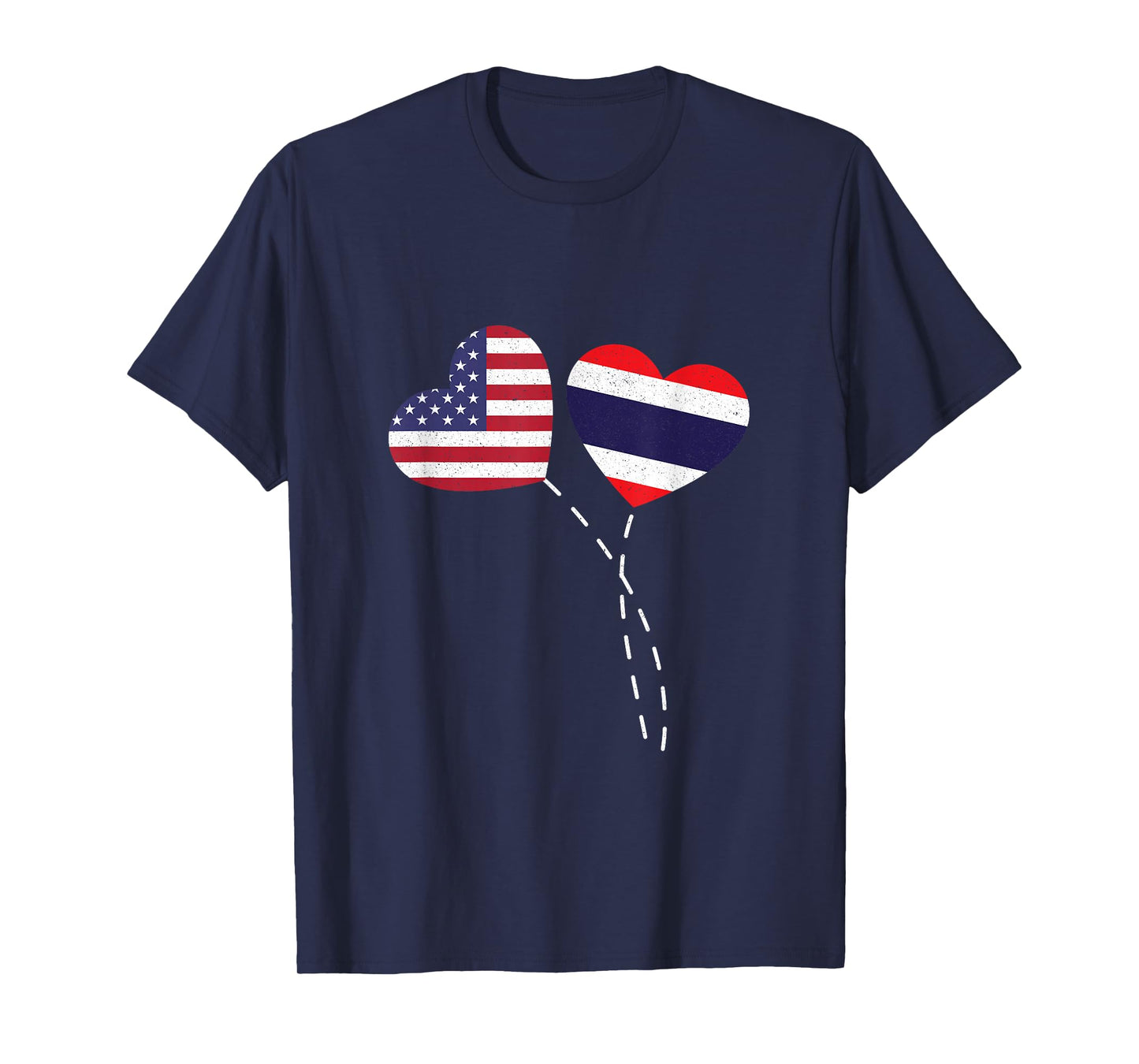 Loving USA Thailand Flag Heart Thai Americans Love T-Shirt