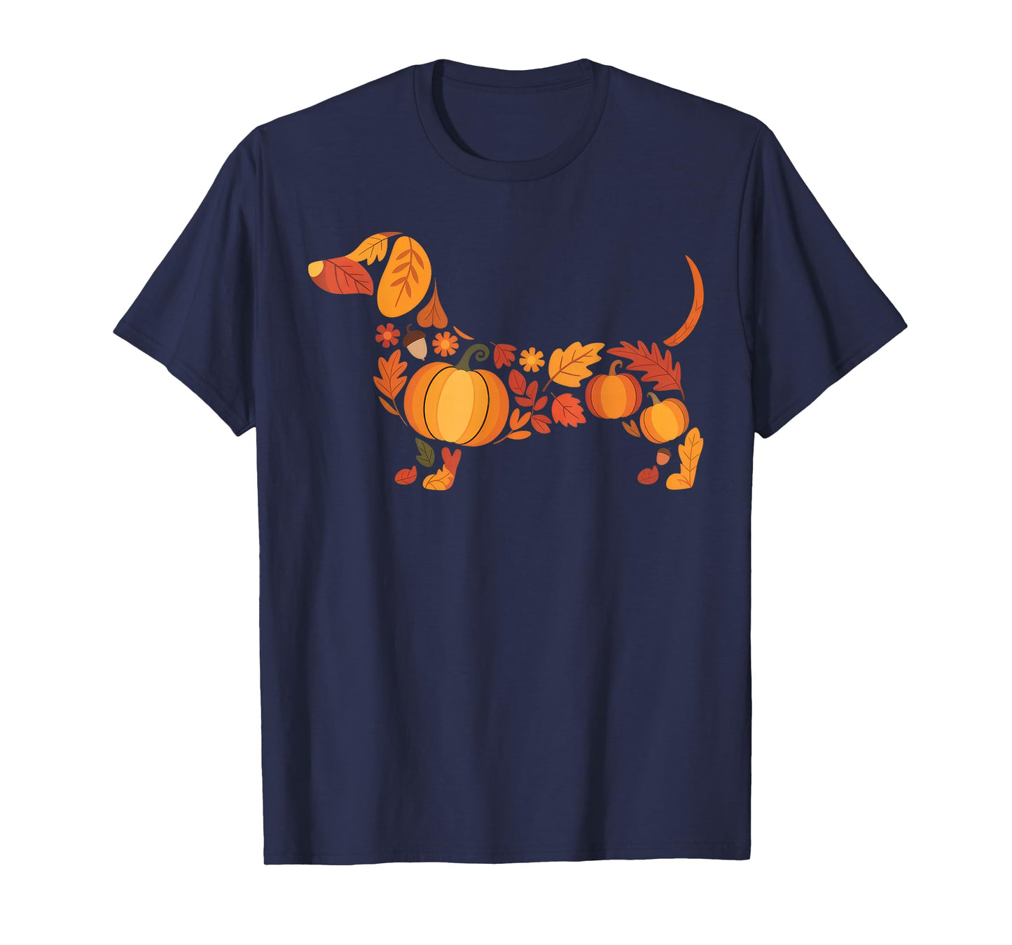 Fall Dachshund Pumpkin Autumn Leaves Cute Dog Lovers T-Shirt