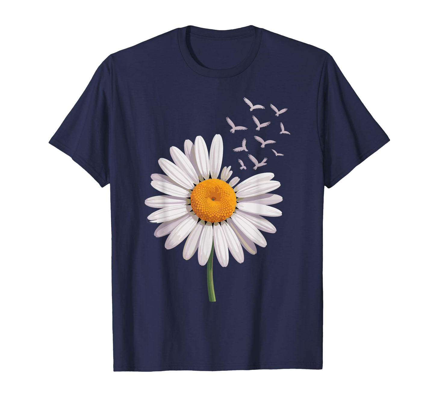 Daisy Flower with Flying Birds - Nature Aesthetic T-Shirt
