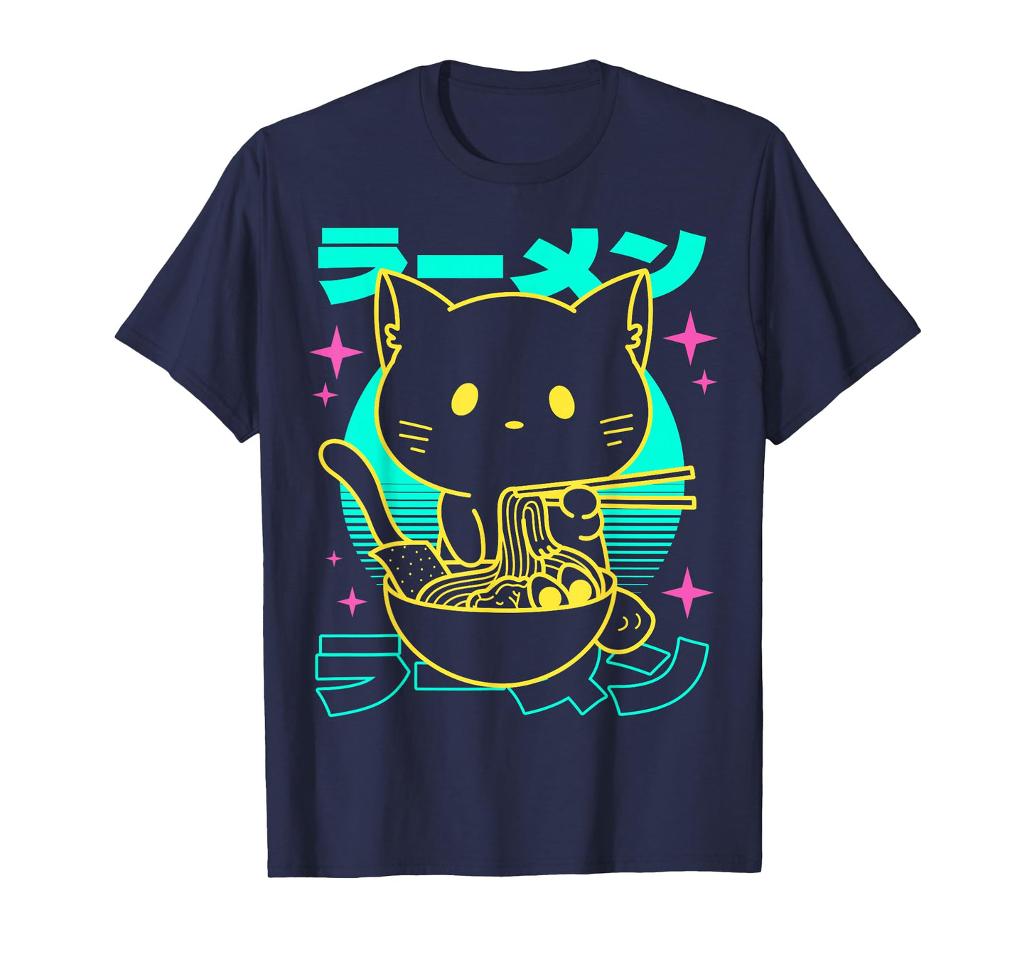 Anime Ramen Cat Japanese Retro Noodles Aesthetic Kawaii Cat T-Shirt
