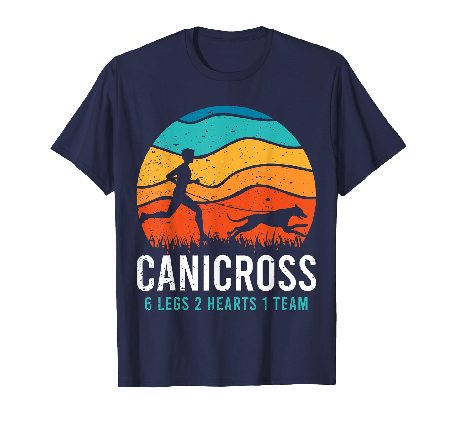 Canicross 6 Legs 2 Hearts 1 Team Funny Dog Running Lover Pun Men Women Girls Kids T-Shirt