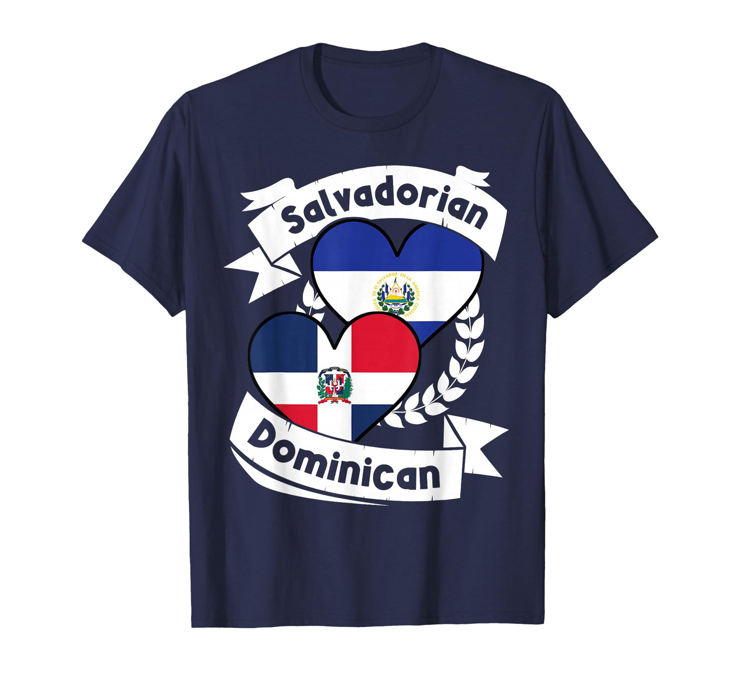 Salvadorian Dominican Heart Flags El Salvador Dominican T-Shirt