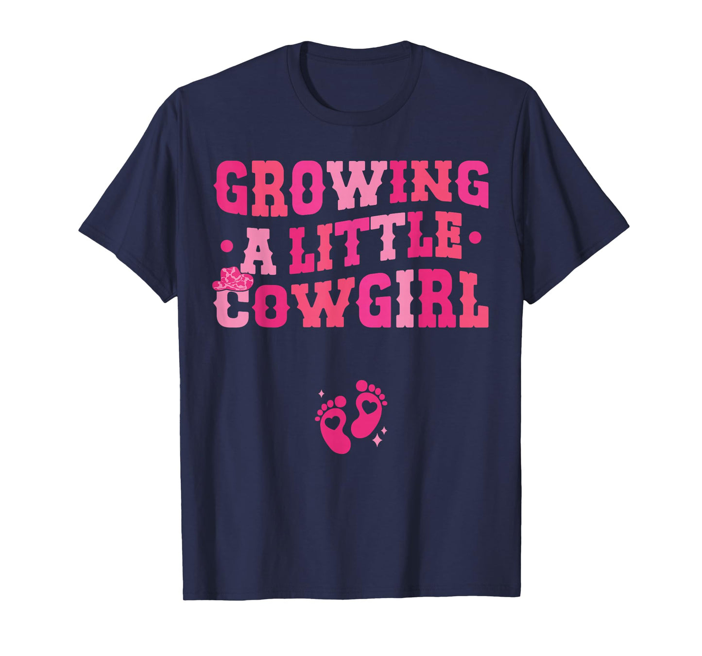 Country Pregnancy Announcement Apparel Co. Growing a Little Cowgirl - Black X-Small Short Sleeve Crew Neck T-Shirt