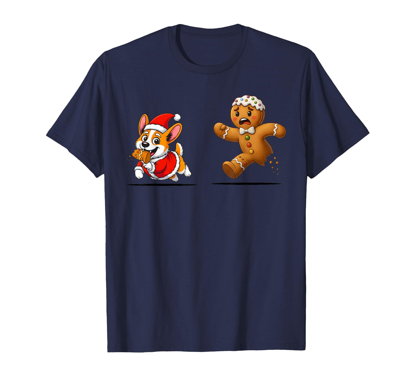 Gingerbread Cookie Chasing Corgi Christmas Dog Mom Pet Lover T-Shirt