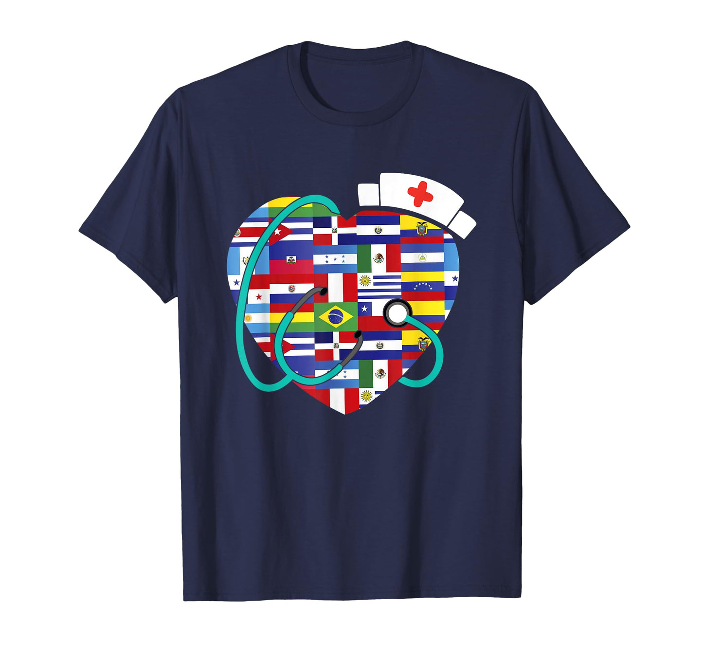 Hispanic Heritage Month Latino Countries Flags Nurse T-Shirt