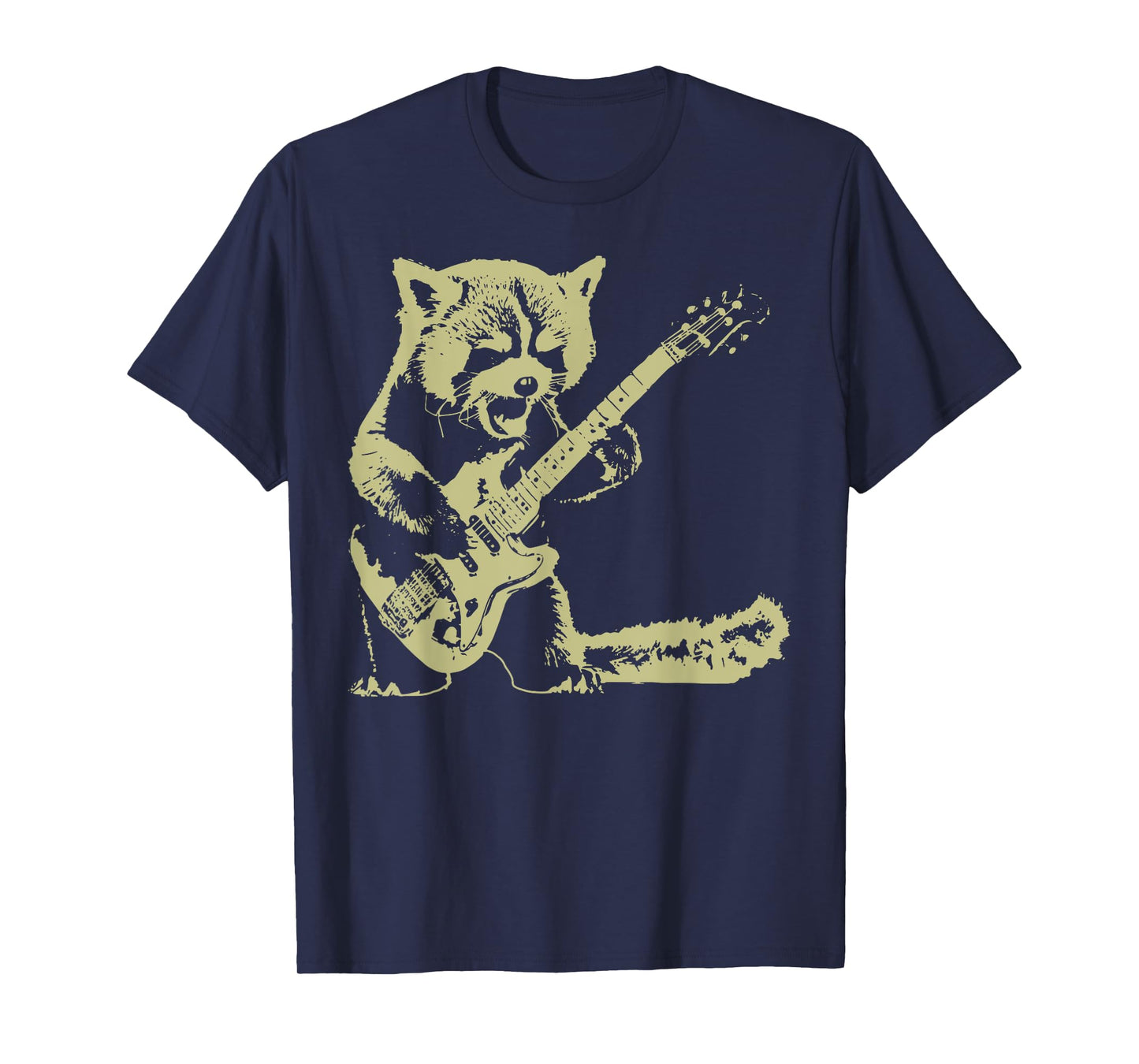 Vintage Cute Red Panda Playing Guitar Rock And Roll Music T-Shirt