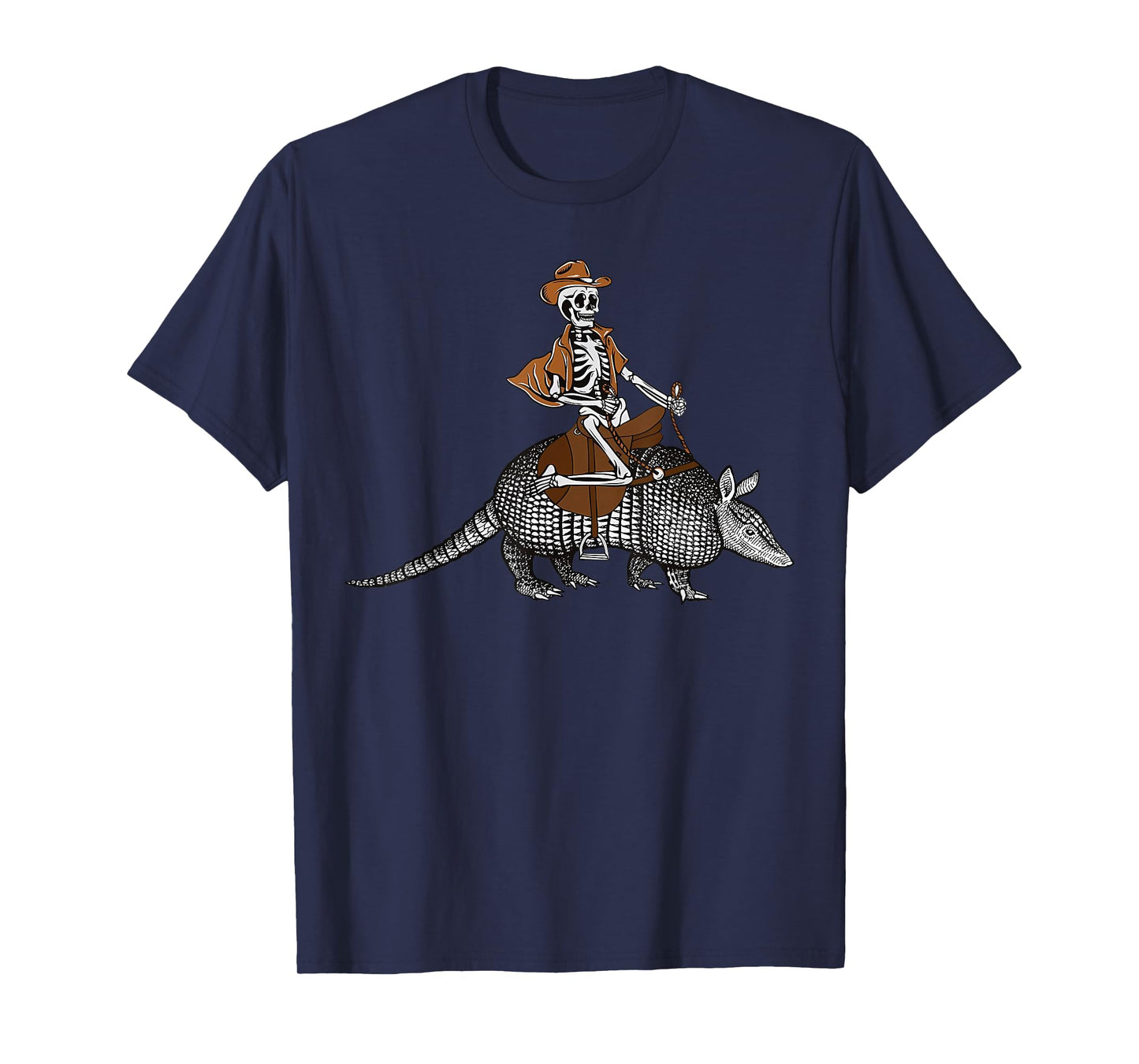 Vintage Cowboy Skeleton Riding Armadillo Western Style T-Shirt