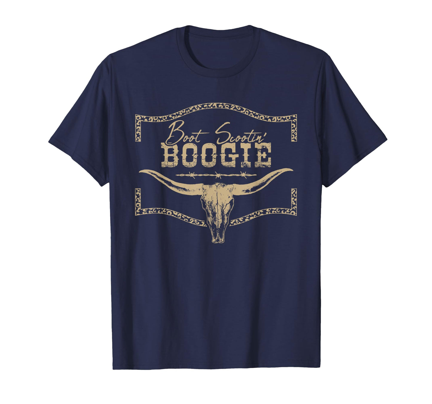 Boot Scootin’ Boogie Bull Skull Country Western Graphic T-Shirt