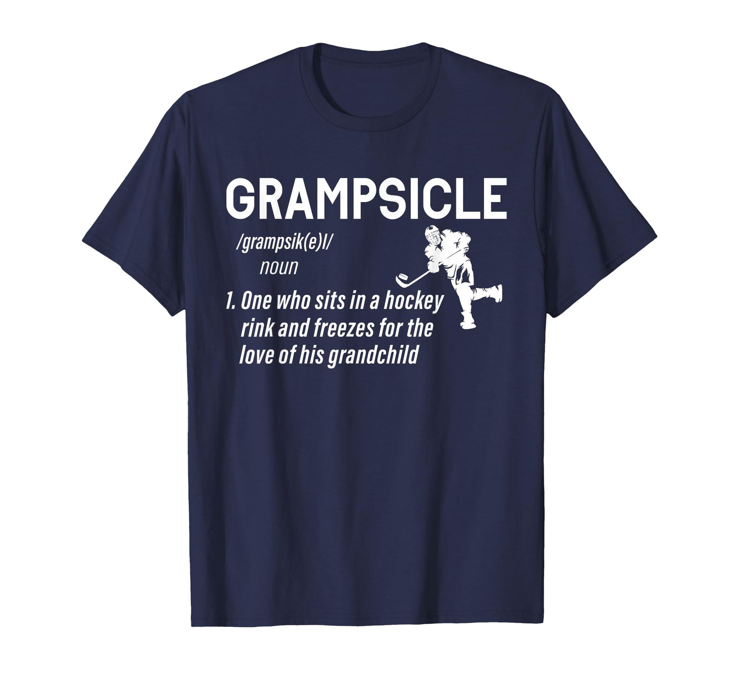 Grampsicle Definition Grandpa Ice Hockey Puck Stick Sports T-Shirt