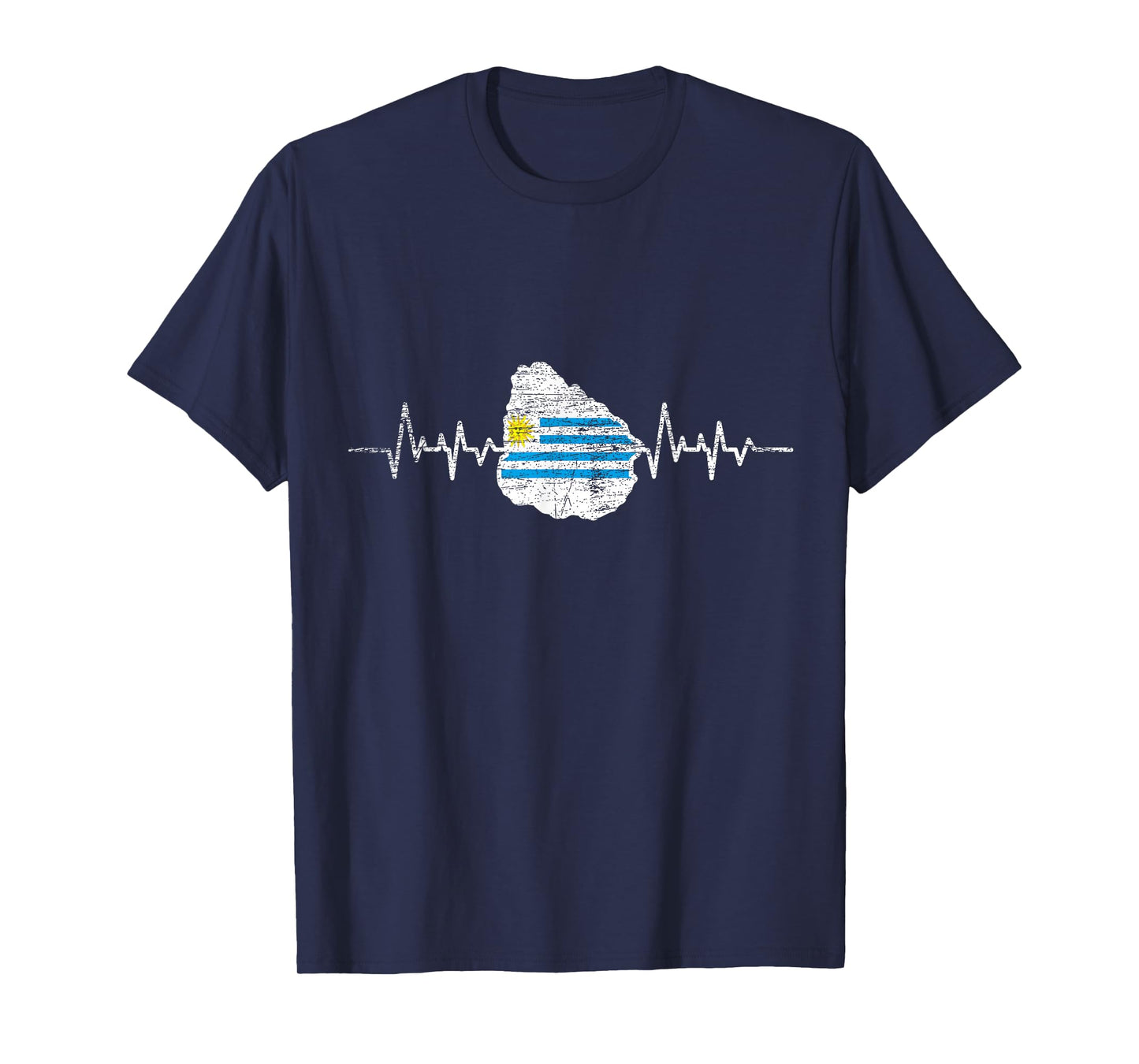 Patriotic Uruguay Gift Heartbeat Uruguayan Flag T-Shirt